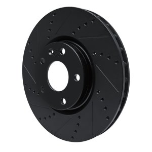 Chevrolet Corvette Brake Rotor (1) - Front Left - R1 Concepts - Drilled & Slotted - Black - `14-`19
